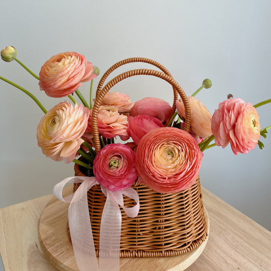 # Coral Peach Flower Basket