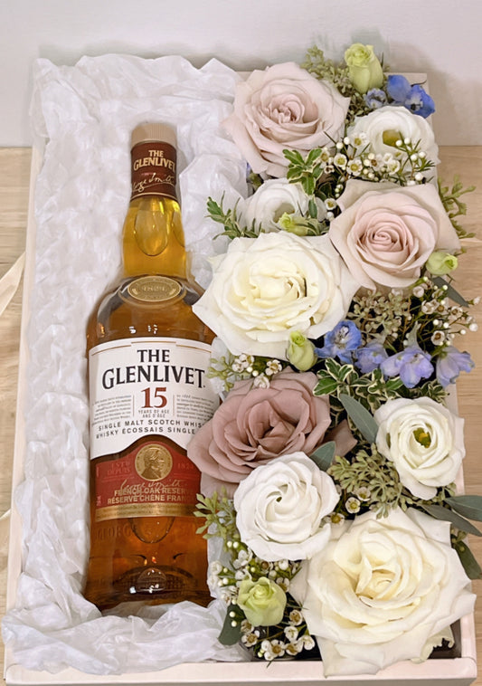 #01. Flower Wine Box Arrangement